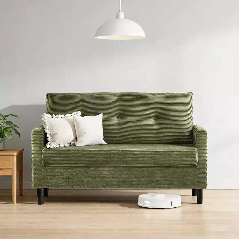 Divanetto a 2 posti imbottito beige/nero/blu/verde, montaggio senza attrezzi