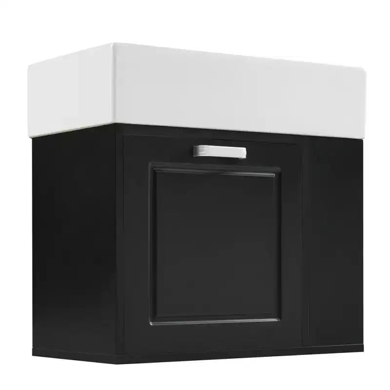 Mobile bagno sospeso da 55 cm con lavabo in ceramica e cassetto, nero/bianco, lavabo singolo