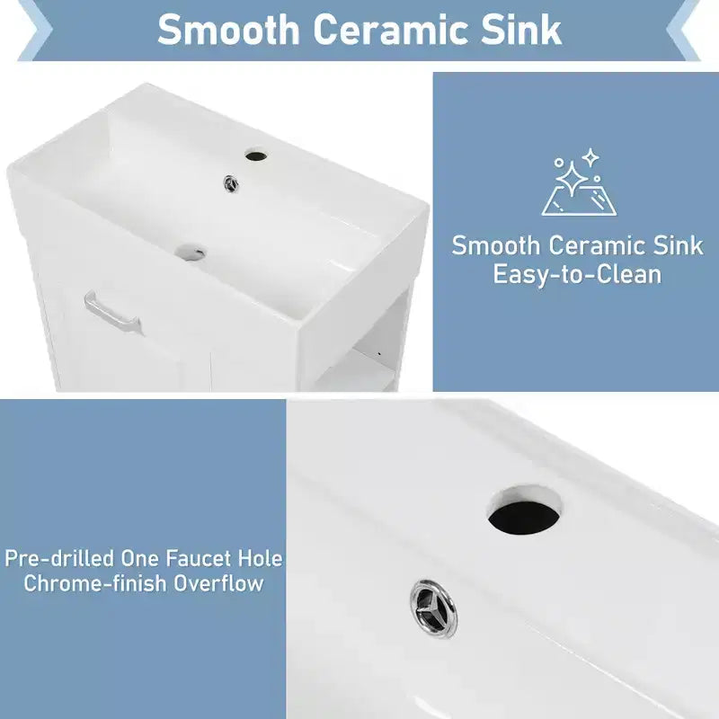 Mobile bagno sospeso da 55 cm con lavabo in ceramica e cassetto, nero/bianco, lavabo singolo