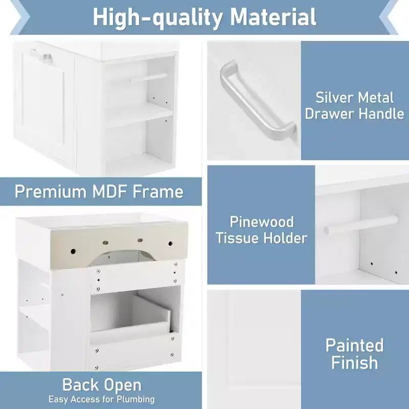 Mobile bagno sospeso da 55 cm con lavabo in ceramica e cassetto, nero/bianco, lavabo singolo