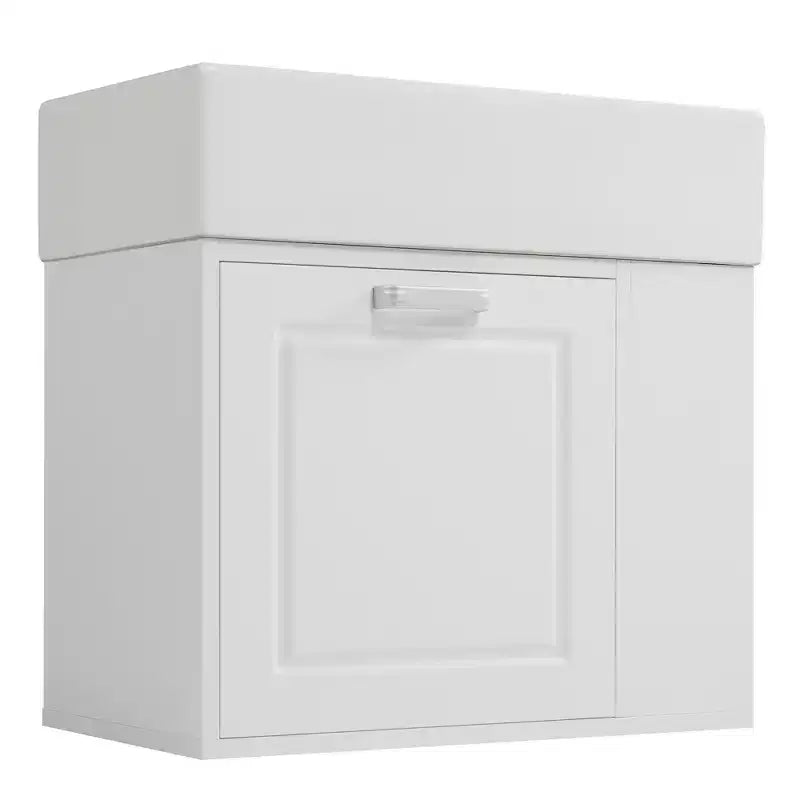 Mobile bagno sospeso da 55 cm con lavabo in ceramica e cassetto, nero/bianco, lavabo singolo
