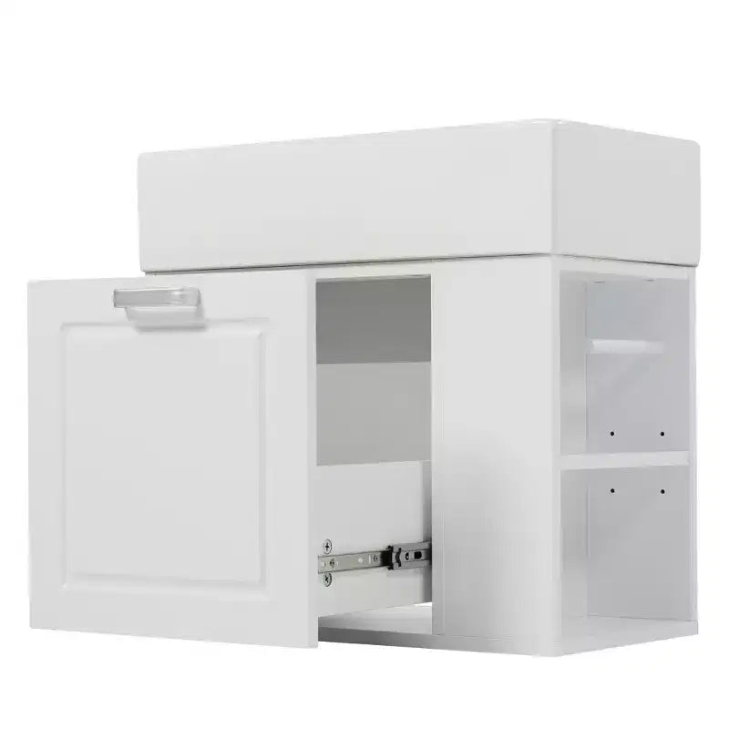 Mobile bagno sospeso da 55 cm con lavabo in ceramica e cassetto, nero/bianco, lavabo singolo