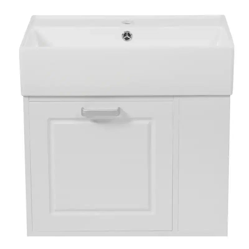 Mobile bagno sospeso da 55 cm con lavabo in ceramica e cassetto, nero/bianco, lavabo singolo