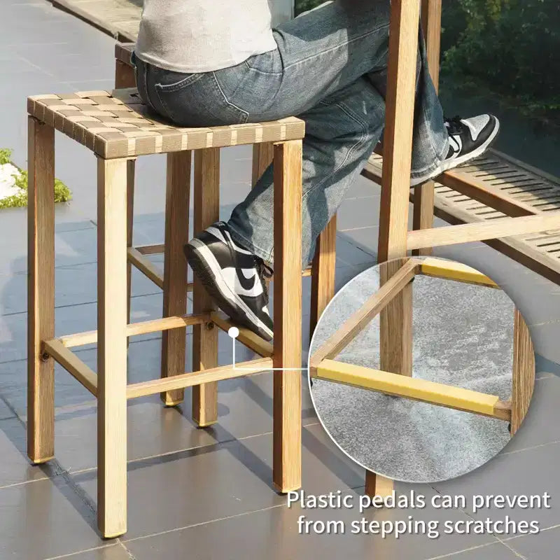 Sgabelli da Bar in Metallo Neri Quadrati, Senza Schienale, Set da 2