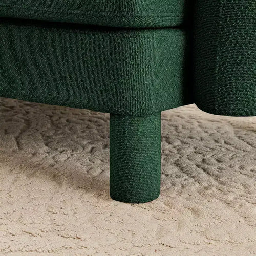 Pouf ottomano quadrato in bouclé beige/caffè/verde, poggiapiedi singolo