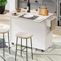 JVNOXK Multi-Functional Folding Kitchen Cart Island with Trash Bin, Storage Cabinet, and Drawers Wheeled Island with Adjustable Shelves White