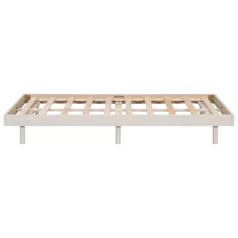 Giappone / Noce / Bianco lavato, Base letto piattaforma galleggiante, Senza testiera, Singolo / Matrimoniale / Queen, per 1