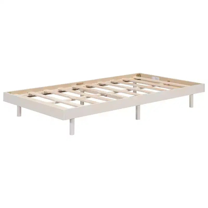 Giappone / Noce / Bianco lavato, Base letto piattaforma galleggiante, Senza testiera, Singolo / Matrimoniale / Queen, per 1