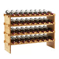 36 Bottles Stackable Modular Wine Rack, 4 Tier Wooden Wine Storage Rack, Bamboo Wine Display Shelves, Wobble-Free Wine Holder Freestanding