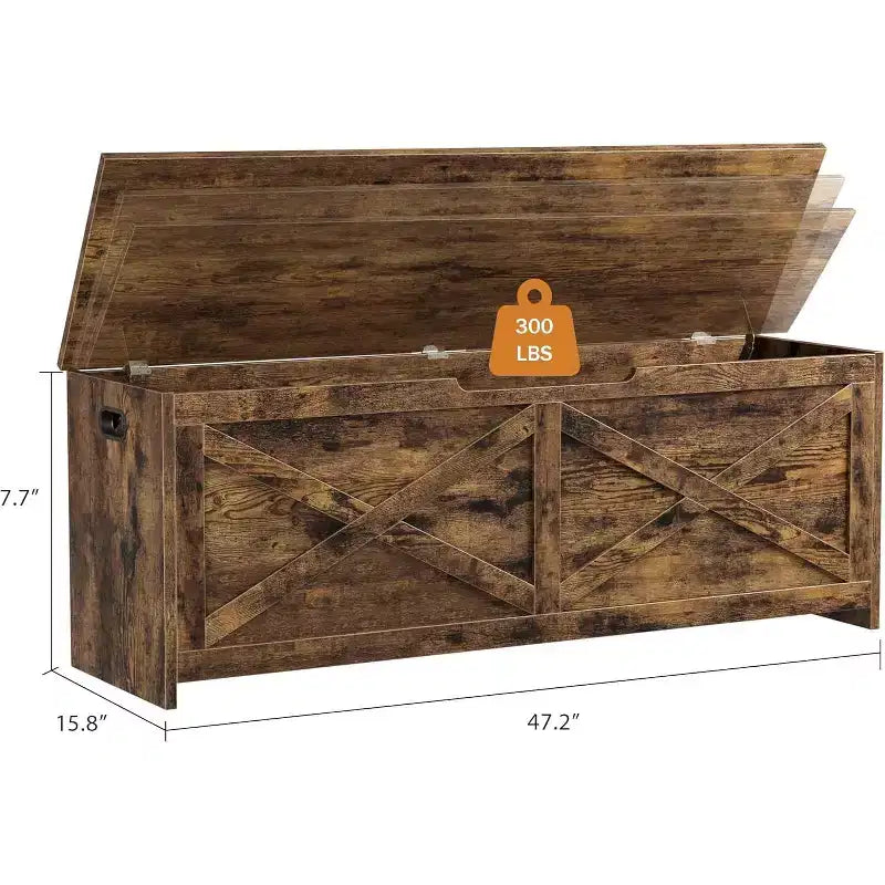 Panca Contenitore Marrone/Grigio con Cerniere di Sicurezza, 120 cm, 1 Posto