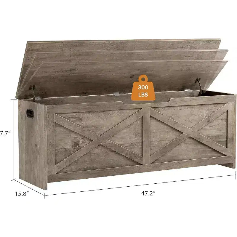 Panca Contenitore Marrone/Grigio con Cerniere di Sicurezza, 120 cm, 1 Posto