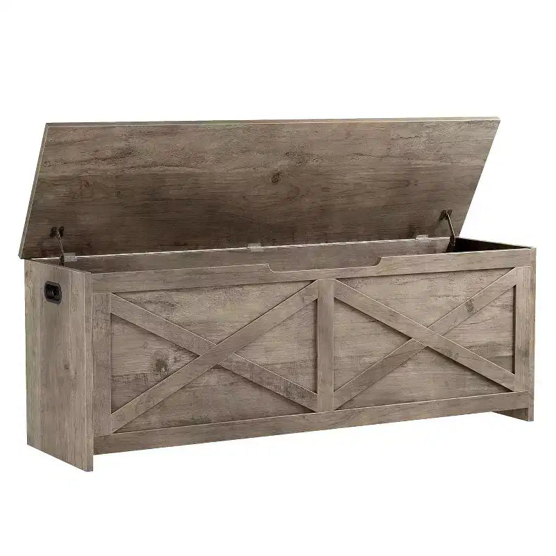 Panca Contenitore Marrone/Grigio con Cerniere di Sicurezza, 120 cm, 1 Posto