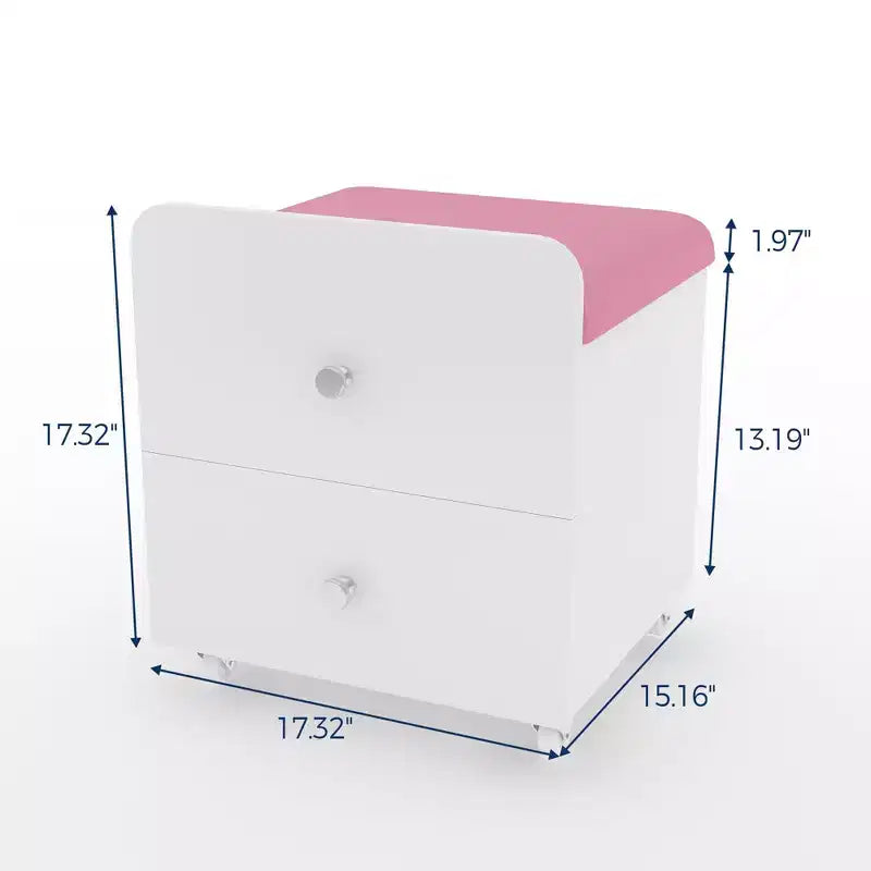 Sgabello da toeletta verde/bianco con cassetto e ruote bloccabili, monoposto