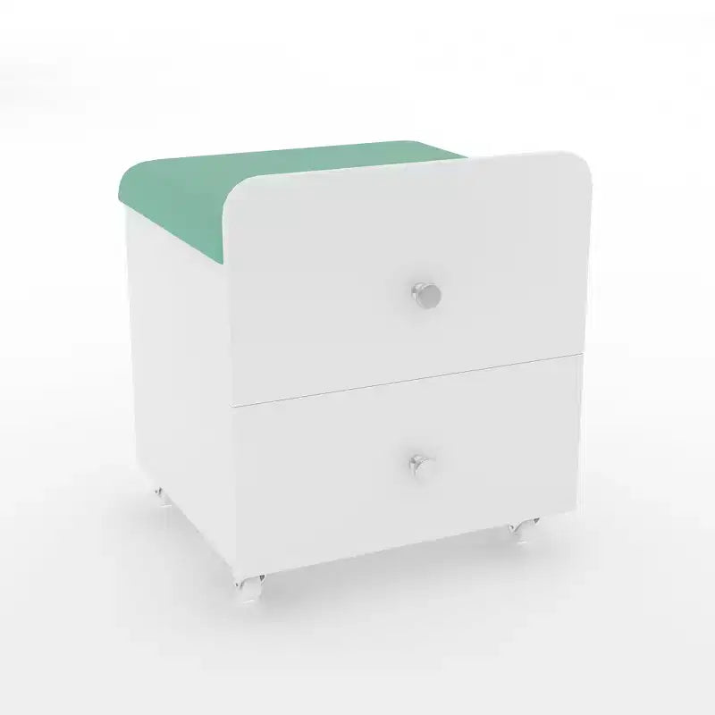 Acekool Vanity Stool Chair with Storage Drawer, 17.32x15.16x17.32 PU Ottoman with Lockable Wheels, Modern Makeup Seat for Bedroom
