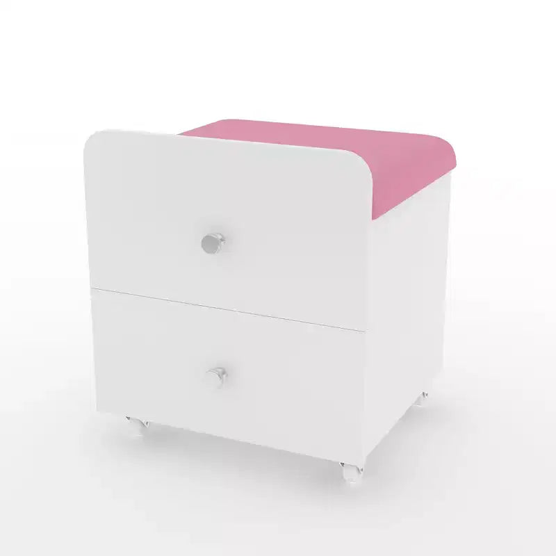 Sgabello da toeletta verde/bianco con cassetto e ruote bloccabili, monoposto