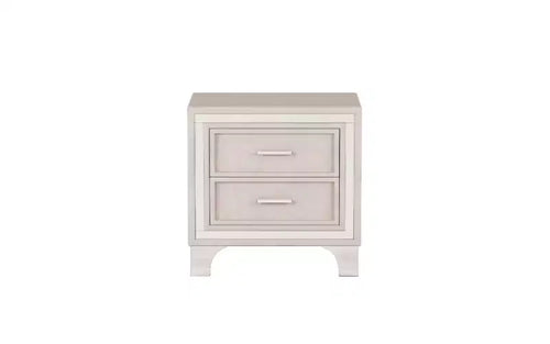 Comodino con 2 cassetti in velluto beige/grigio/rosa con gambe in metallo, singolo