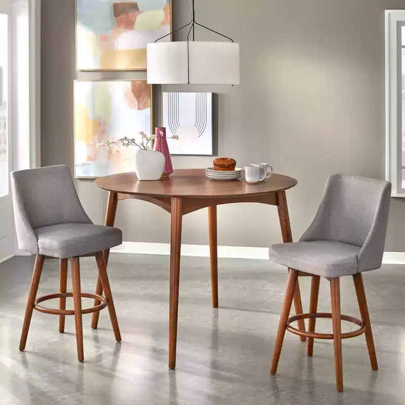 Set da pranzo per 2 persone, altezza bancone, rotondo noce/grigio