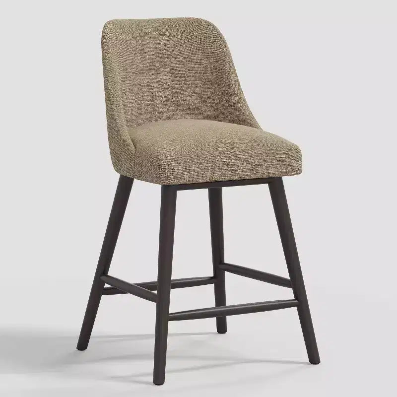Sgabello da bar imbottito senza braccioli, schienale alto, colore carbone/beige/blu scuro/bianco, 1 posto