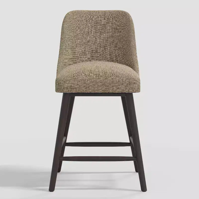 Sgabello da bar imbottito senza braccioli, schienale alto, colore carbone/beige/blu scuro/bianco, 1 posto