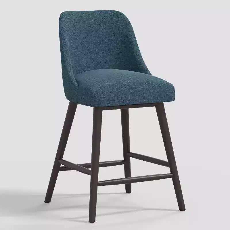 Sgabello da bar imbottito senza braccioli, schienale alto, colore carbone/beige/blu scuro/bianco, 1 posto
