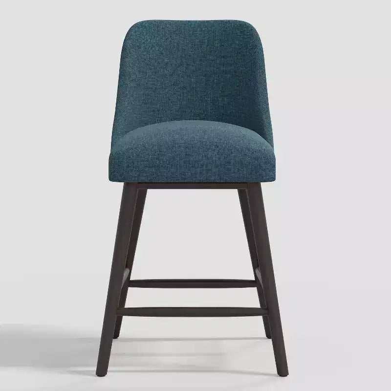 Sgabello da bar imbottito senza braccioli, schienale alto, colore carbone/beige/blu scuro/bianco, 1 posto