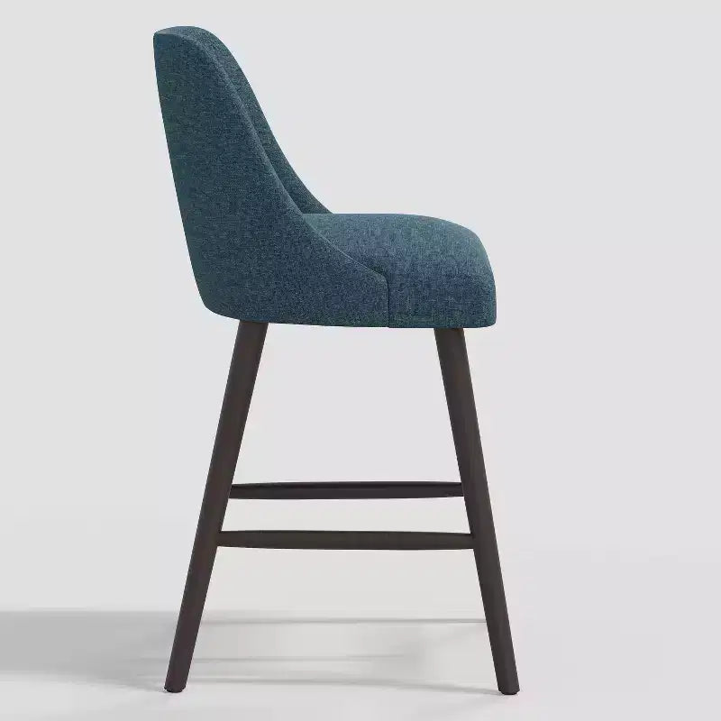 Sgabello da bar imbottito senza braccioli, schienale alto, colore carbone/beige/blu scuro/bianco, 1 posto