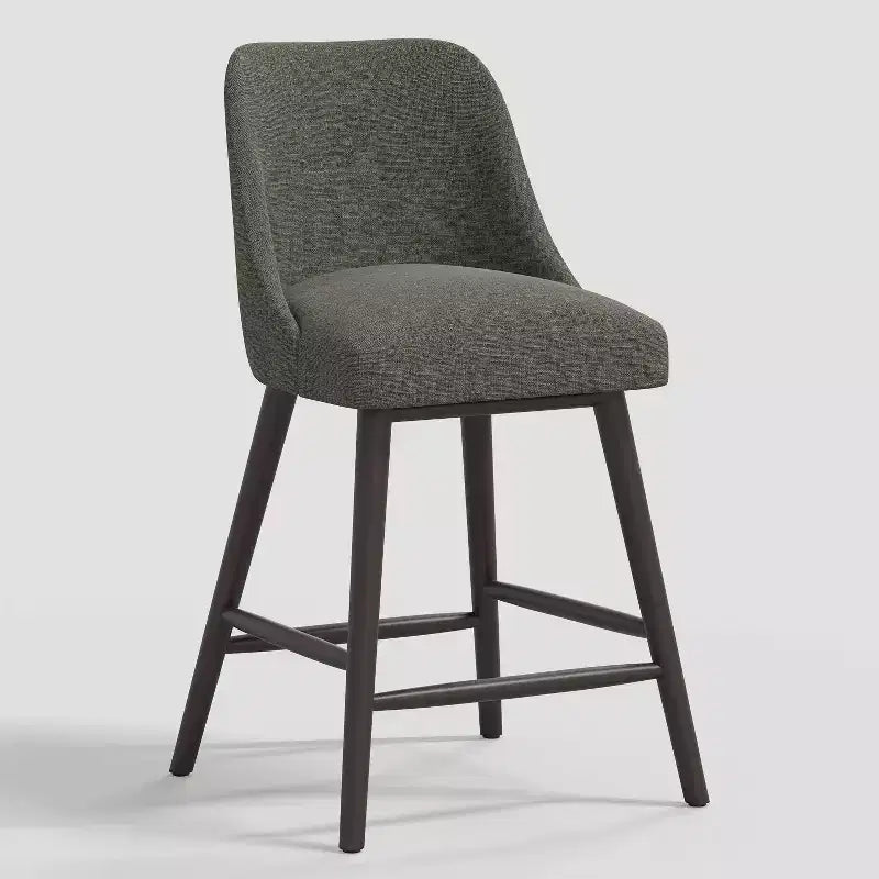 Sgabello da bar imbottito senza braccioli, schienale alto, colore carbone/beige/blu scuro/bianco, 1 posto
