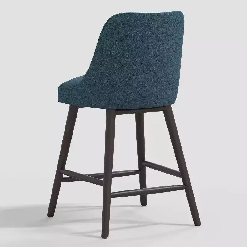 Sgabello da bar imbottito senza braccioli, schienale alto, colore carbone/beige/blu scuro/bianco, 1 posto