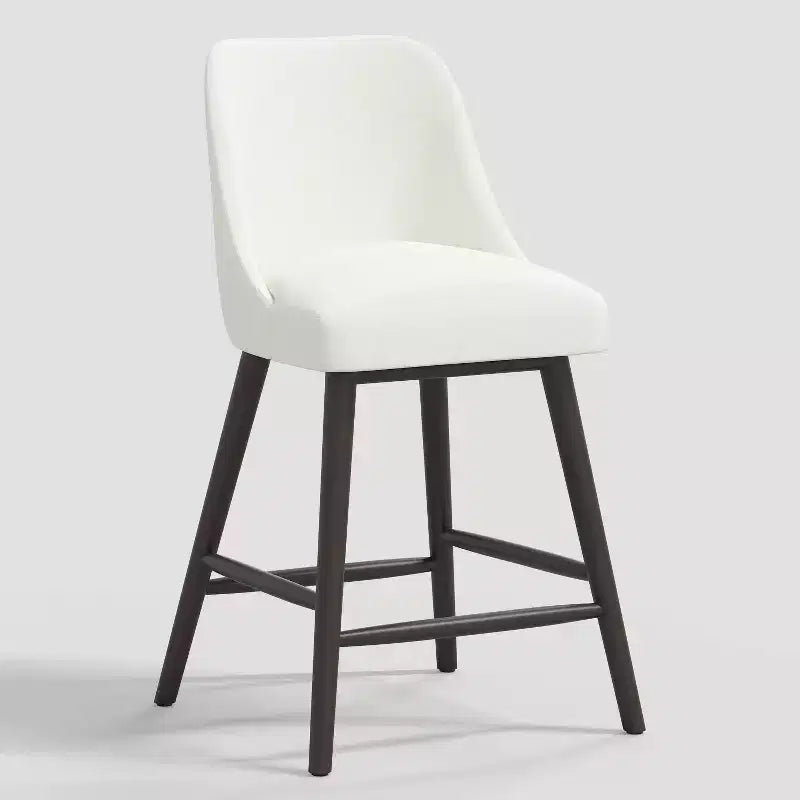 Sgabello da bar imbottito senza braccioli, schienale alto, colore carbone/beige/blu scuro/bianco, 1 posto