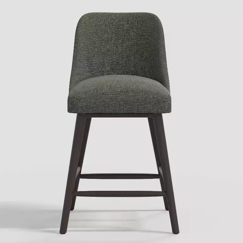 Sgabello da bar imbottito senza braccioli, schienale alto, colore carbone/beige/blu scuro/bianco, 1 posto
