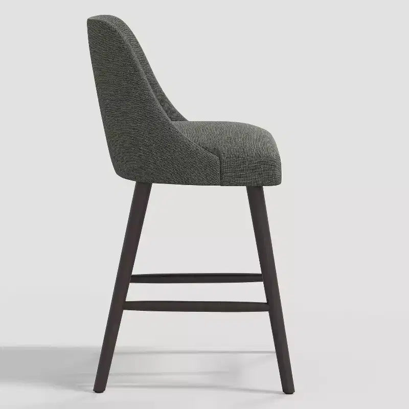 Sgabello da bar imbottito senza braccioli, schienale alto, colore carbone/beige/blu scuro/bianco, 1 posto
