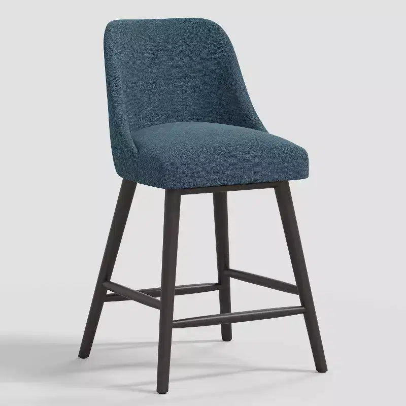 Sgabello da bar imbottito senza braccioli, schienale alto, colore carbone/beige/blu scuro/bianco, 1 posto