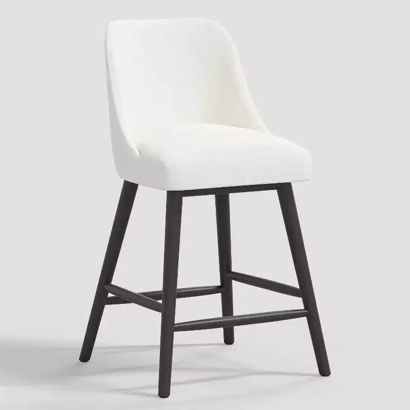 Sgabello da bar imbottito senza braccioli, schienale alto, colore carbone/beige/blu scuro/bianco, 1 posto