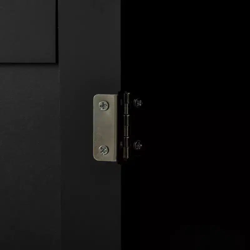 Carrello da cucina su ruote nero con contenitore, 2 cassetti e 3 ante, per 1 persona