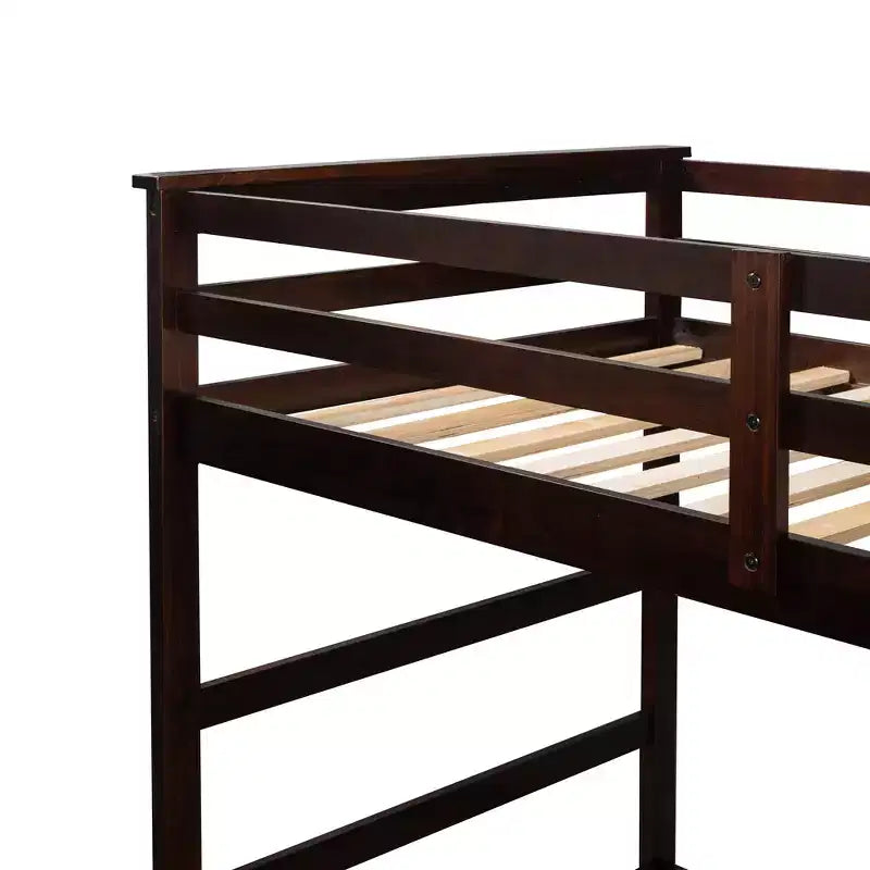 Letto a Castello Twin-over-Twin Espresso/Grigio/Bianco con Cassetti, Letto Estraibile e Scala, 3 Posti Letto