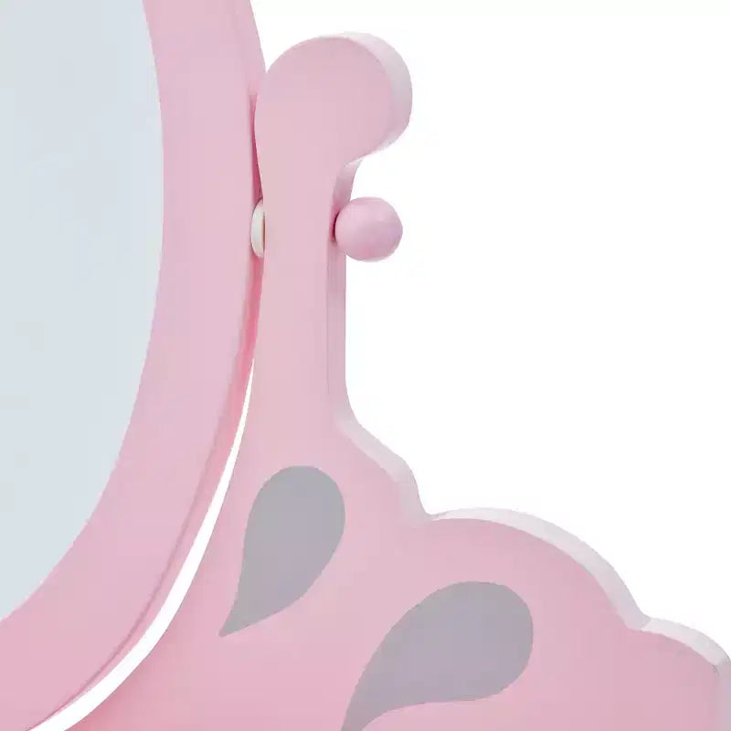 Set da toeletta rosa per bambini con sgabello e specchio, 2 pezzi